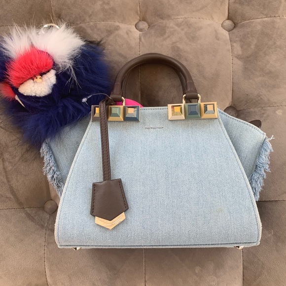 Fendi Handbags - FENDI Denim Studded Mini 3Jours Tote